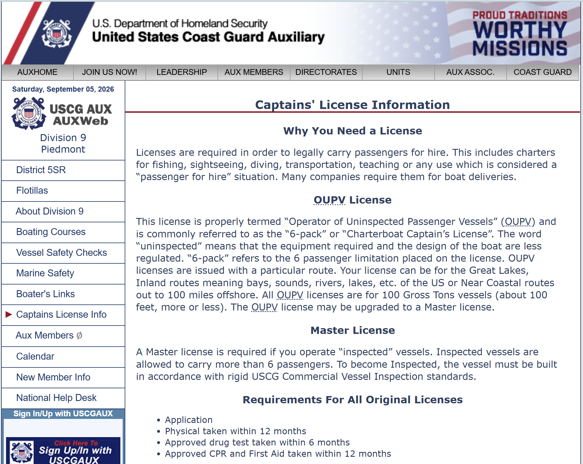 U.S. Coast Guard Charter Captain Requirements